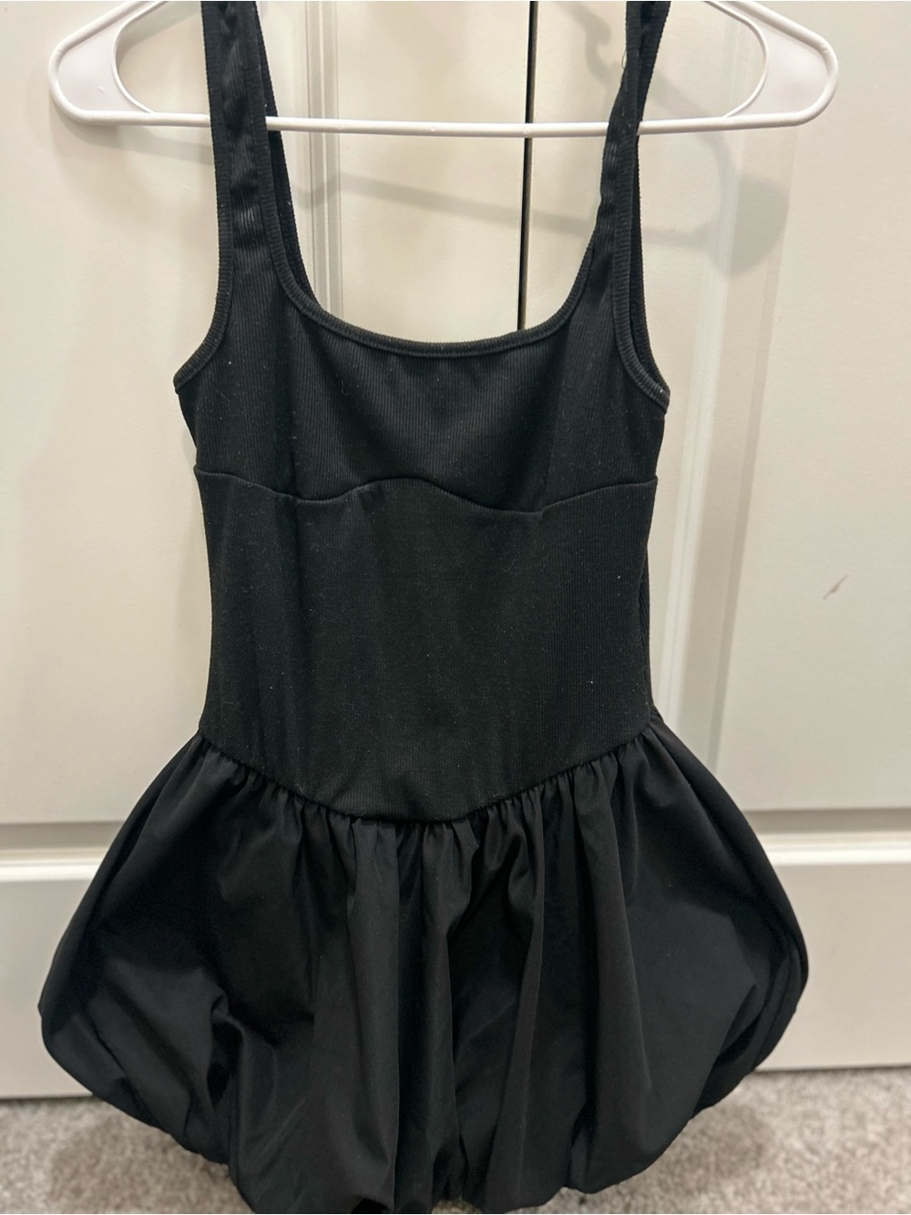 Black Bubble Hem Tank Dress